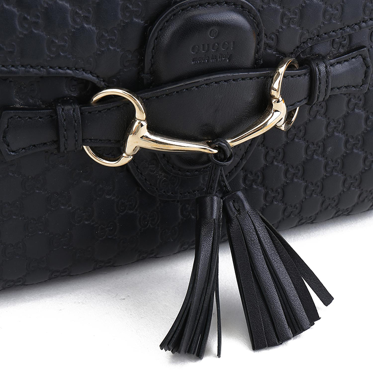 gucci(古驰) #黑色皮质logo压纹女士链条包