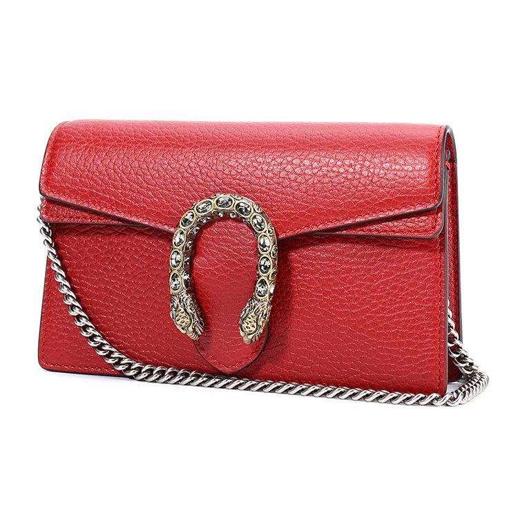 gucci(古驰) 经典款dionysus系列女士红色皮质超迷你酒神包