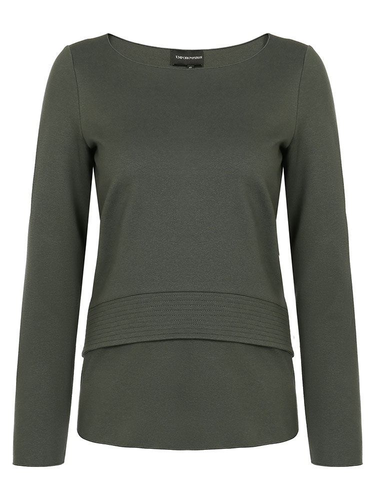 emporio armani/安普里奥阿玛尼 灰绿色 女士九分袖上衣 6g2m8l-2jfaz