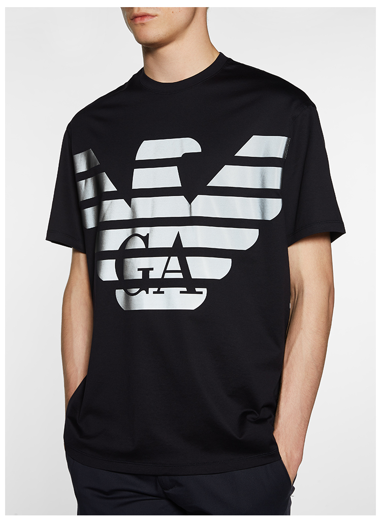 emporio armani 藏蓝色 男士t恤 短袖【remix系列】 3g1tr1-1jtuz