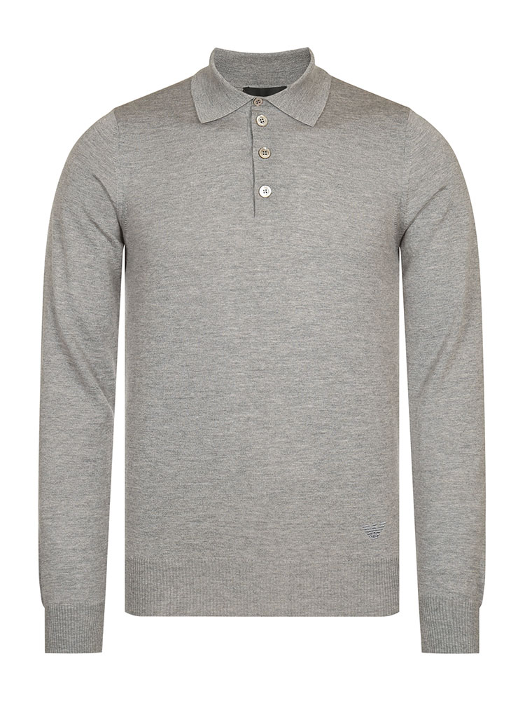 emporio armani/安普里奥阿玛尼 灰色 男士纯羊毛长袖针织polo衫 8n1f