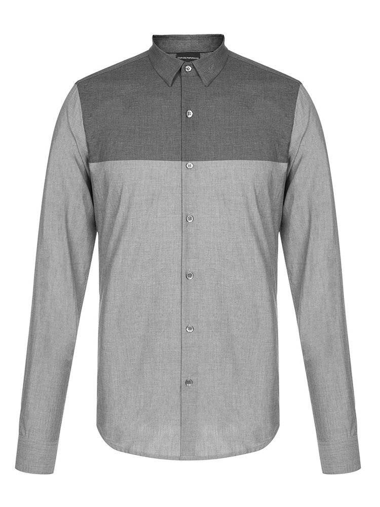 emporio armani/安普里奥阿玛尼 灰色 男士拼色长袖衬衫 6z1cb1-1nuvz