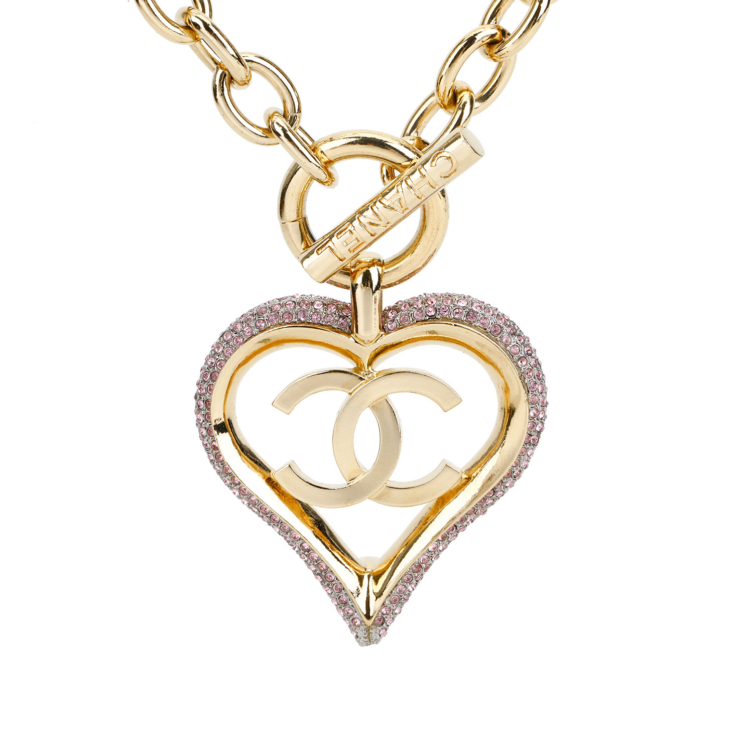 chanel(香奈儿) #金色双c粉色仿水晶装饰女士项链