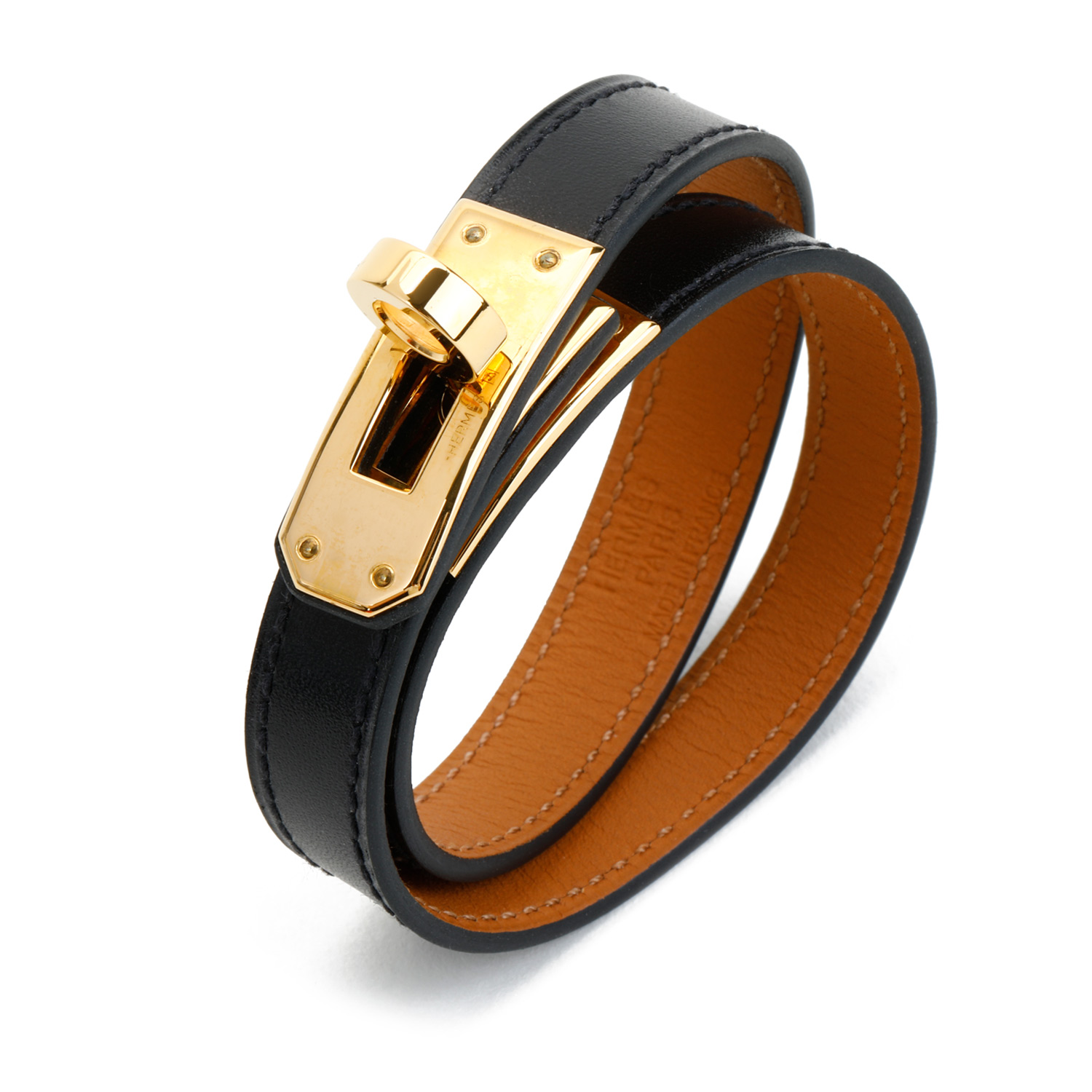 hermes(爱马仕) #黑色皮质手环