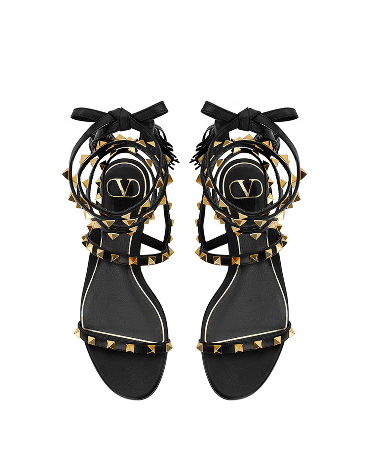 【VALENTINO GARAVANIVALENTINO GARAVANI 平跟凉鞋】VALENTINO GARAVANI/华伦天奴 黑色 ...