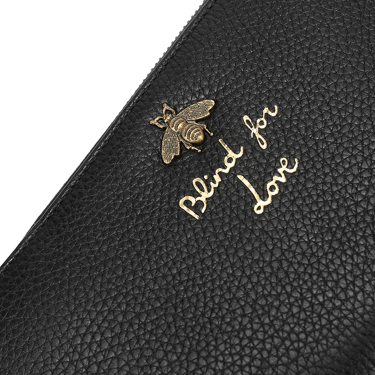 gucci(古驰) #黑色 皮质荔枝纹蜜蜂标限量女士手拿包