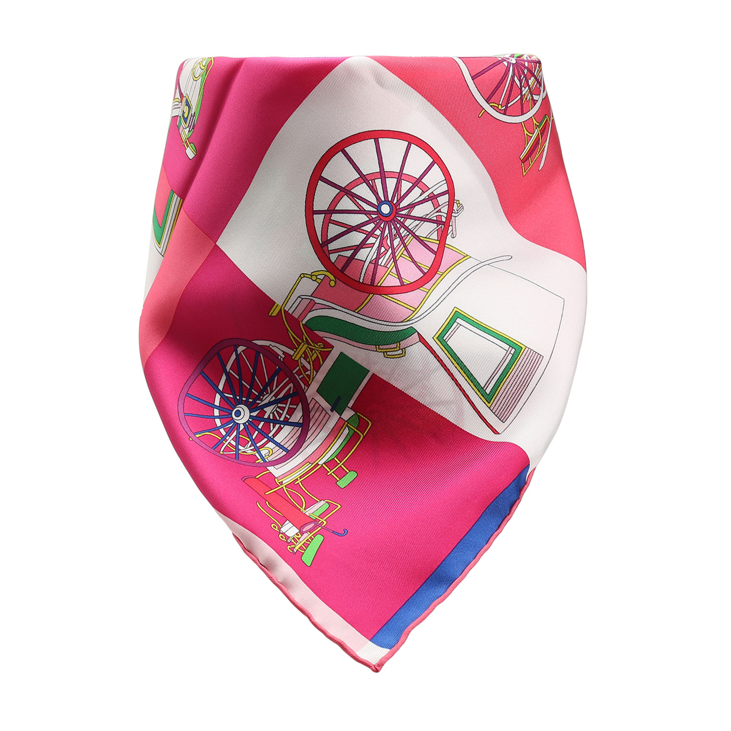 hermes(爱马仕) "马车接龙"红色系印花丝巾90