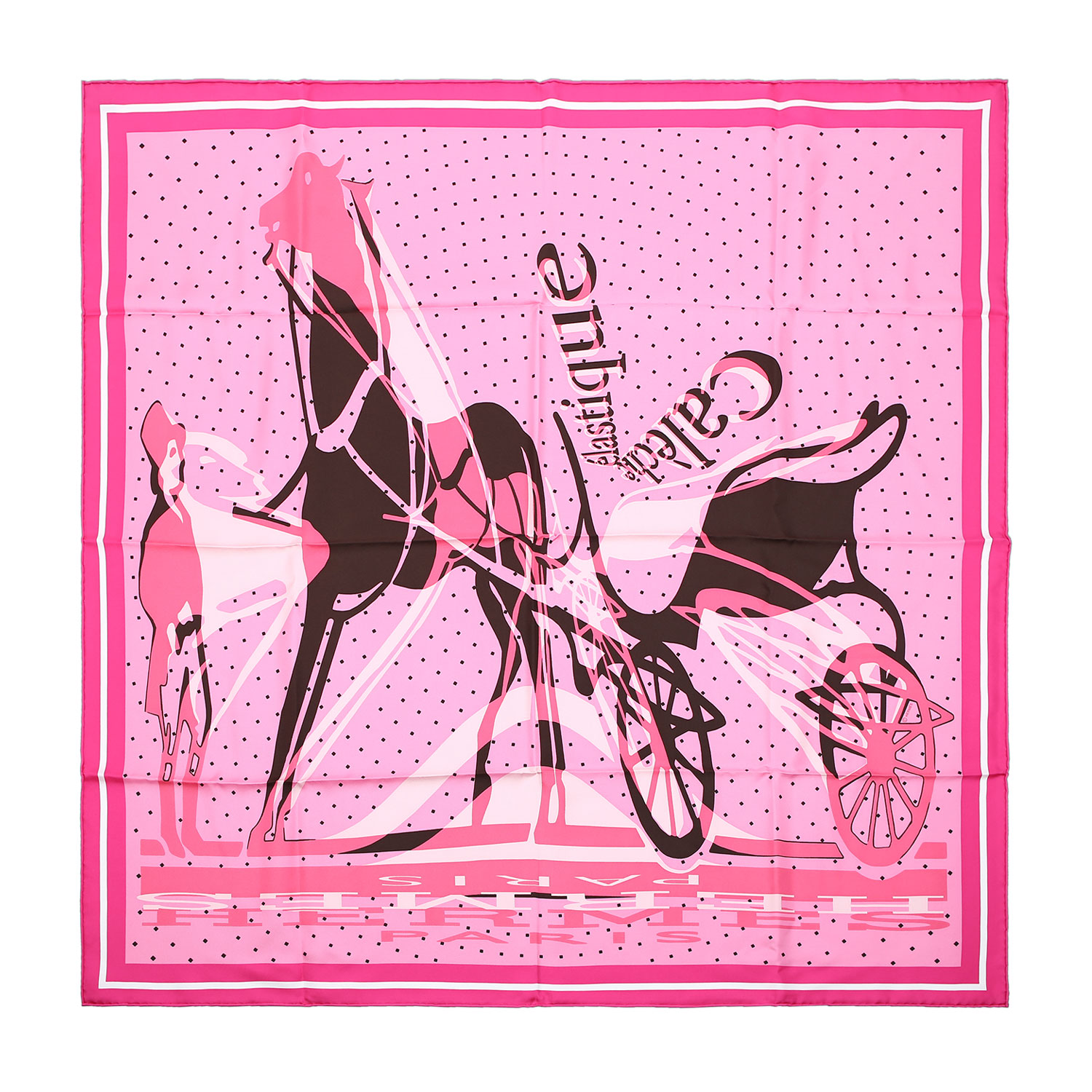 hermes(爱马仕) "轻快马车混搭"粉色系丝巾90