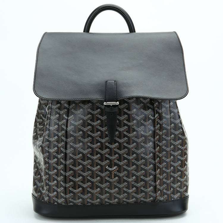 goyard(高雅德) 黑色经典图案帆布涂层配皮双肩包