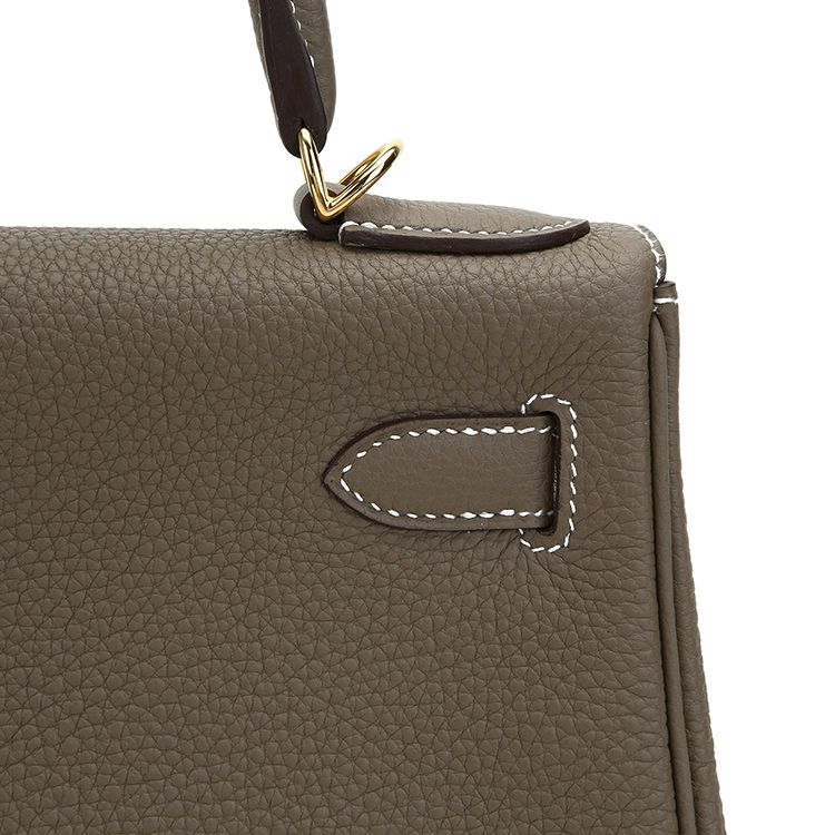 hermes(爱马仕) 大象灰金扣皮质两用包kelly28