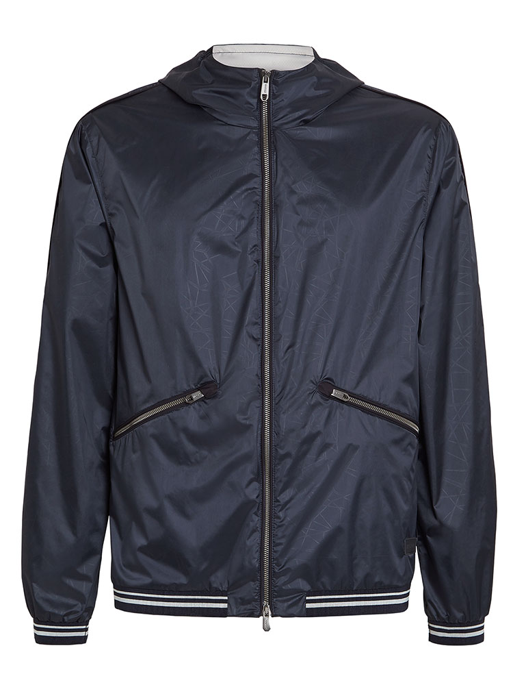 【z zegna杰尼亚 男士夹克】z zegna 深蓝色尼龙拉链连帽夹克 zz032