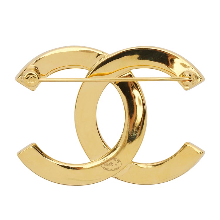 chanel(香奈儿) #金色大双c logo压花胸针