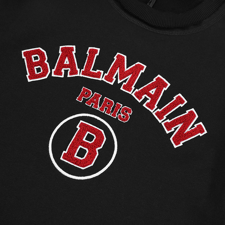 balmain/巴尔曼 黑色 女士美式学院风logo饰套头卫衣 uf13641i495 20
