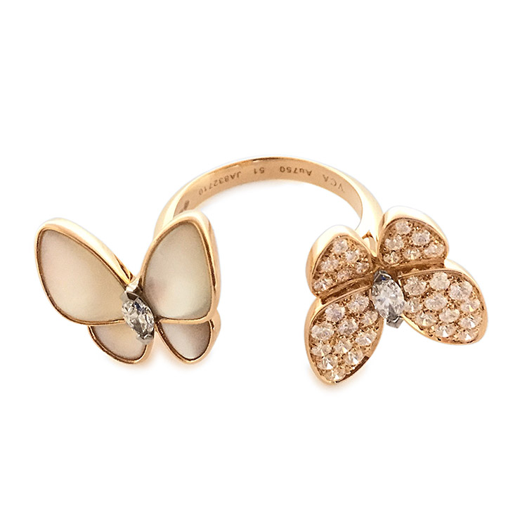 van cleef & arpels(梵克雅宝) two butterfly系列18k金白贝母镶钻