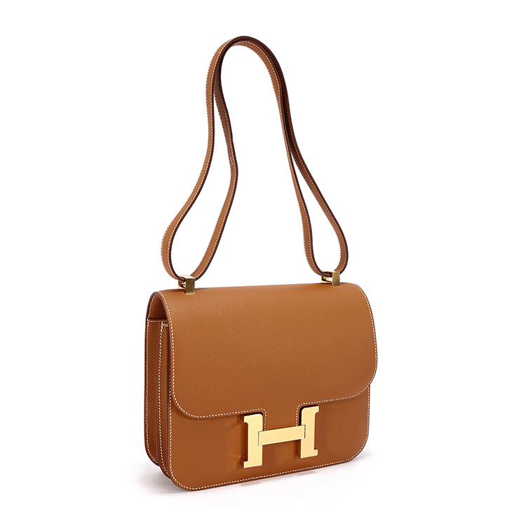 hermes(爱马仕) 经典款constance 23系列金色皮质金扣康康单肩包