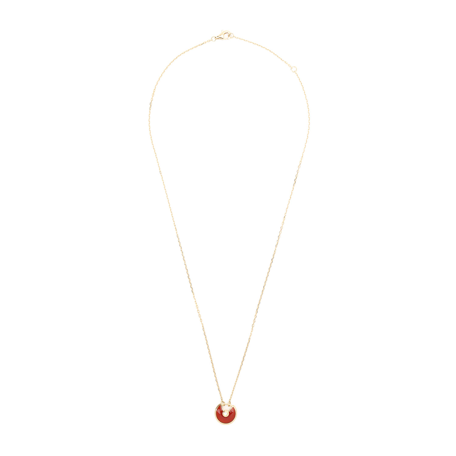 cartier(卡地亚) amulette de cartier系列18k金单钻红玉髓项链