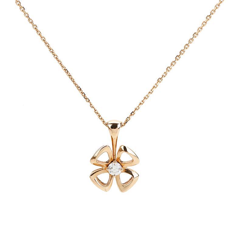 bvlgari(宝格丽) fiorever 咏绽系列18k金花瓣造型单钻项链