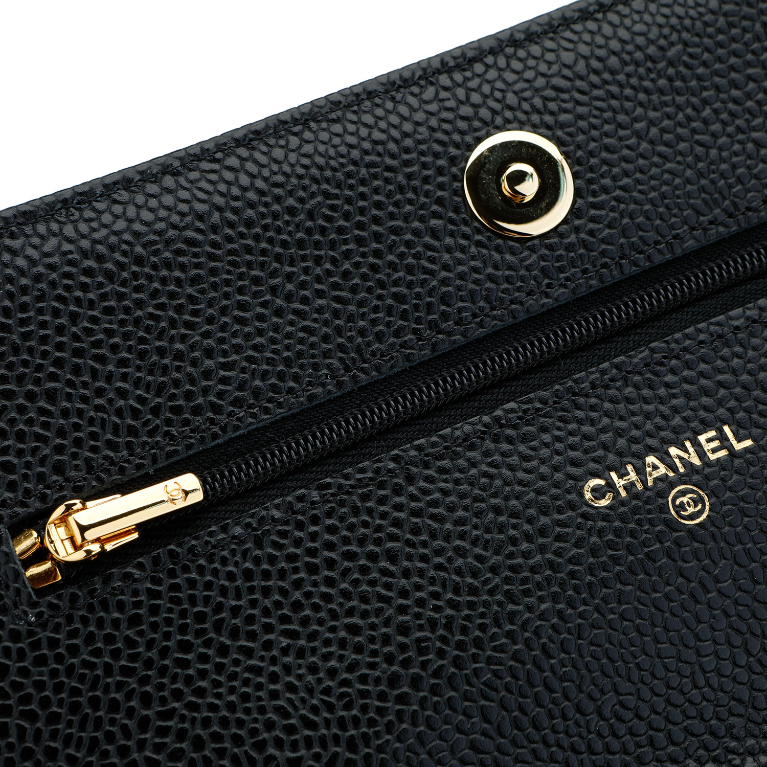 chanel(香奈儿) 经典款黑色荔枝纹皮质金色链条单肩包 woc