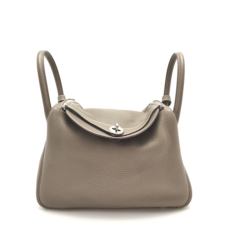 hermes(爱马仕) 经典款lindy 30系列女士大象灰皮质手提包