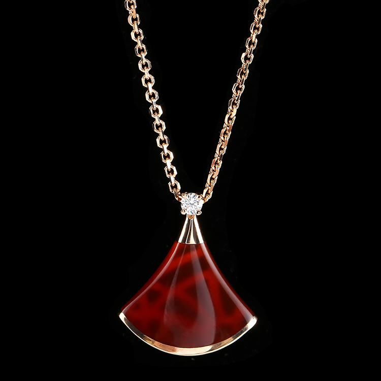 bvlgari(宝格丽) divas dream系列18k金红玉髓单钻项链
