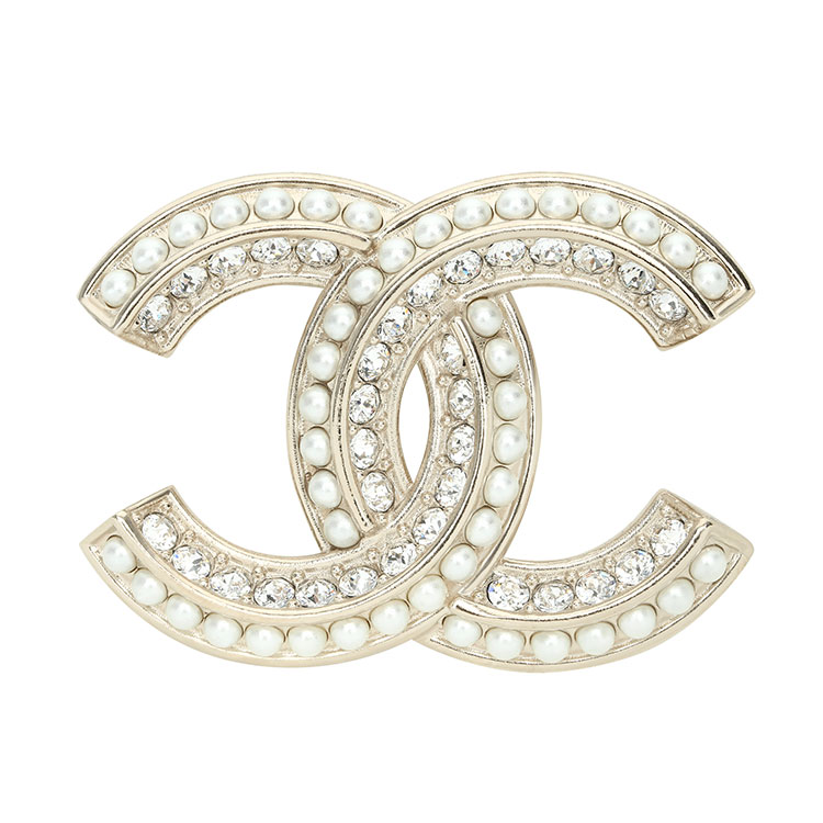 chanel(香奈儿) #浅金色双c仿珍珠/仿钻石胸针