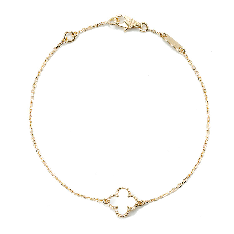arpels(梵克雅宝) #sweet alhambra系列18k金迷你白色贝母四叶草手链