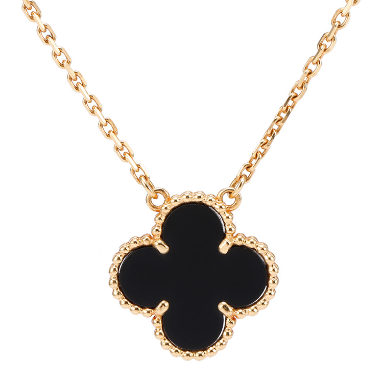 & arpels(梵克雅宝) #vintage alhambra系列18k金中号黑玛瑙四叶草