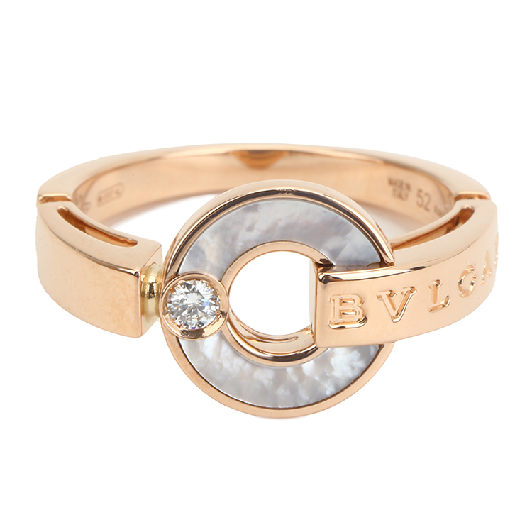 bvlgari(宝格丽) bvlgari系列18k金白贝母镶钻戒指52