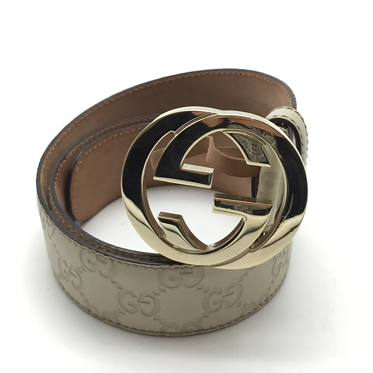 gucci(古驰) 米白色皮质双g扣腰带80