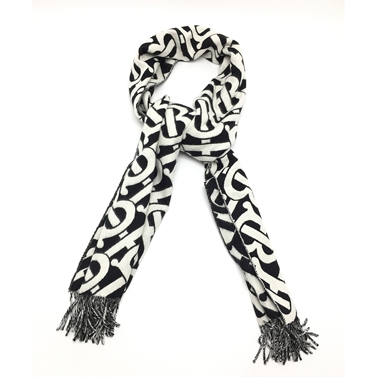 burberry(博柏利) 黑白专属标识提花羊绒围巾