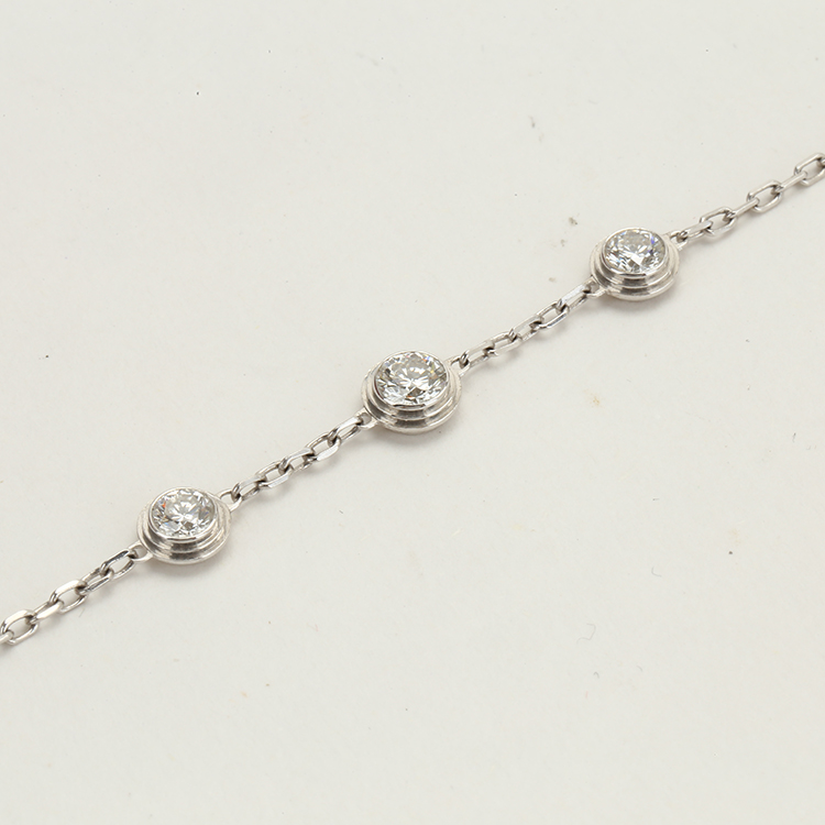 cartier(卡地亚) #diamants légers系列18k金镶三钻手链