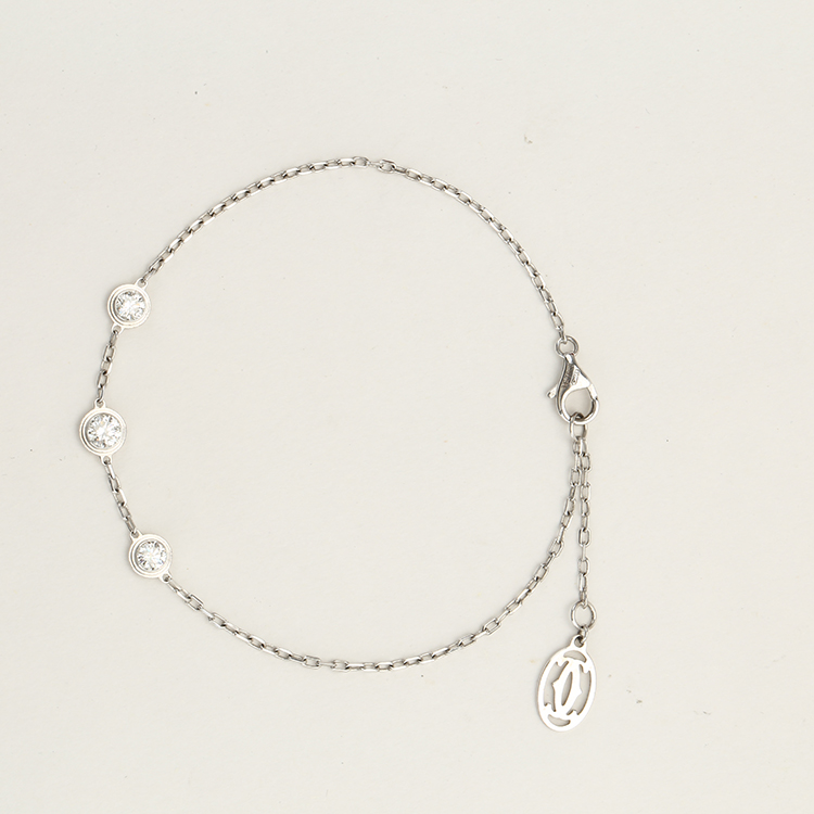 cartier(卡地亚) #diamants légers系列18k金镶三钻手链