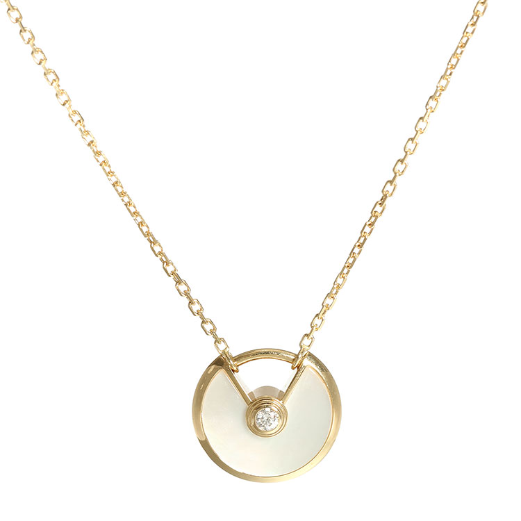 cartier(卡地亚) amulette de cartier系列18k金单钻白贝母项链