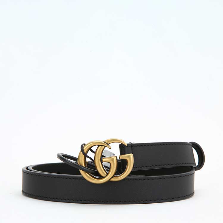 gucci(古驰) #女士经典款黑色皮质金gg扣腰带 70
