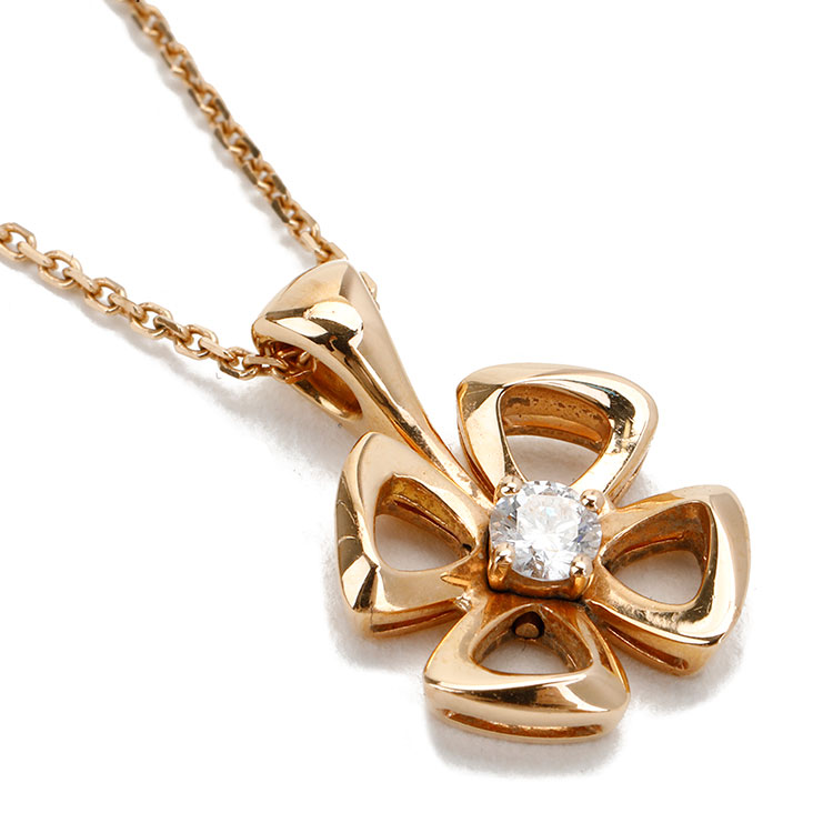 bvlgari(宝格丽) fiorever 咏绽系列18k金花瓣造型单钻项链