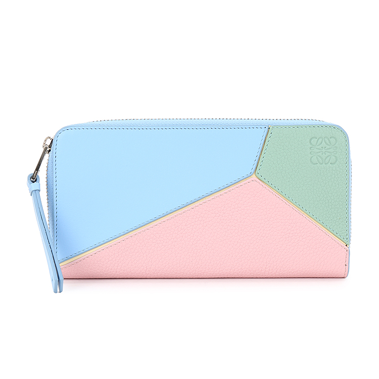 loewe(罗意威) #puzzle zip around wallet三色拼色皮质拉链钱包
