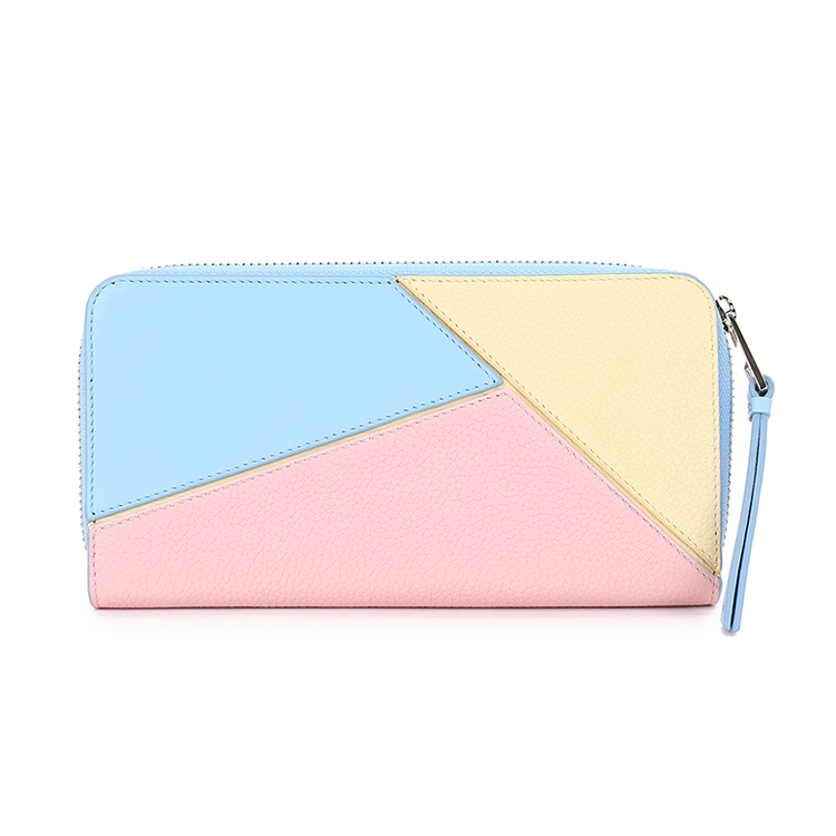 loewe(罗意威) #puzzle zip around wallet三色拼色皮质拉链钱包