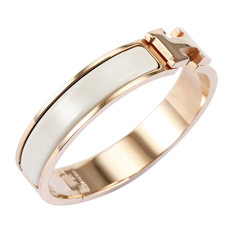 hermes(爱马仕) #clic h系列白色珐琅h扣手镯
