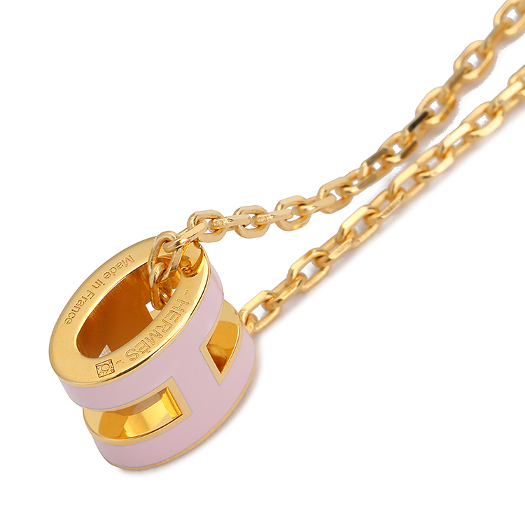 hermes(爱马仕) #经典pop h淡粉色mini项链
