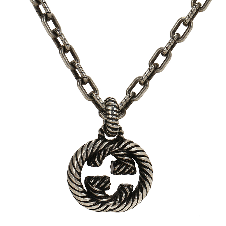 gucci(古驰) 双g吊坠复古银项链