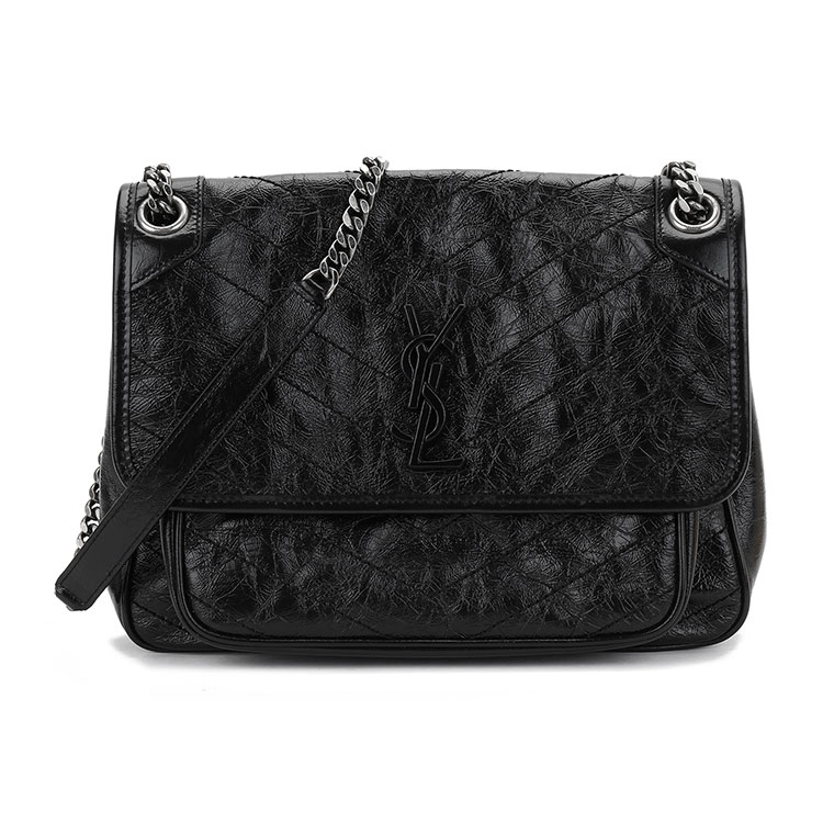 yves saint laurent(圣罗兰) #黑色皮质niki中号女士单肩链条包