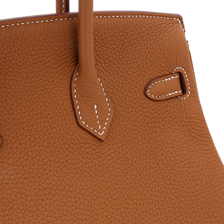 hermes(爱马仕) #棕色皮质银色扣手提包birkin25