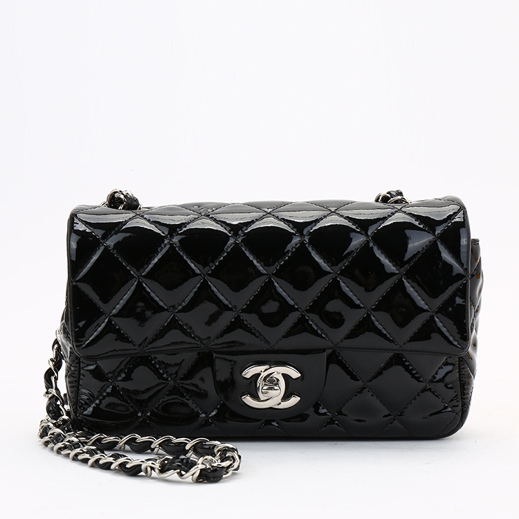 chanel(香奈儿) #经典款cf系列女士黑色皮质大mini单肩包