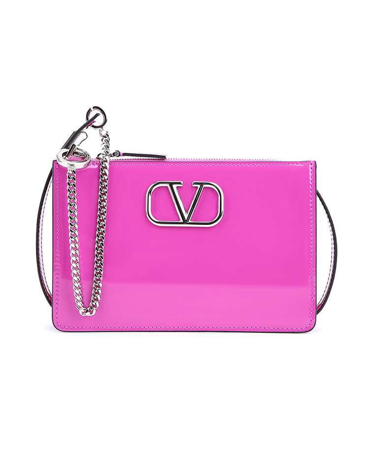 【瑕疵】valentino garavani/华伦天奴 粉色 女士做旧金属vlogo链条零