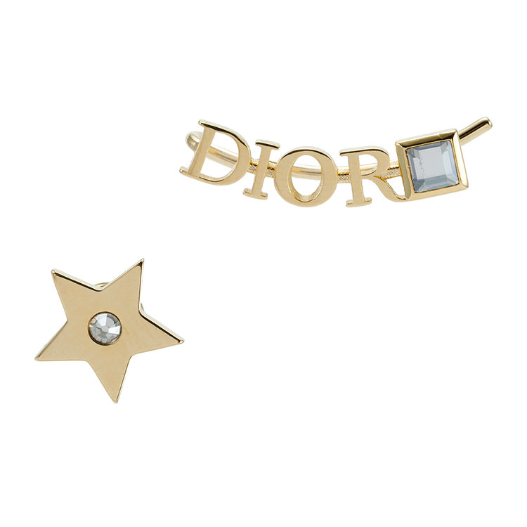 【dior迪奧 耳釘】dior(迪奧) 淺金色星星/logo字母水鑽裝飾耳釘 【正