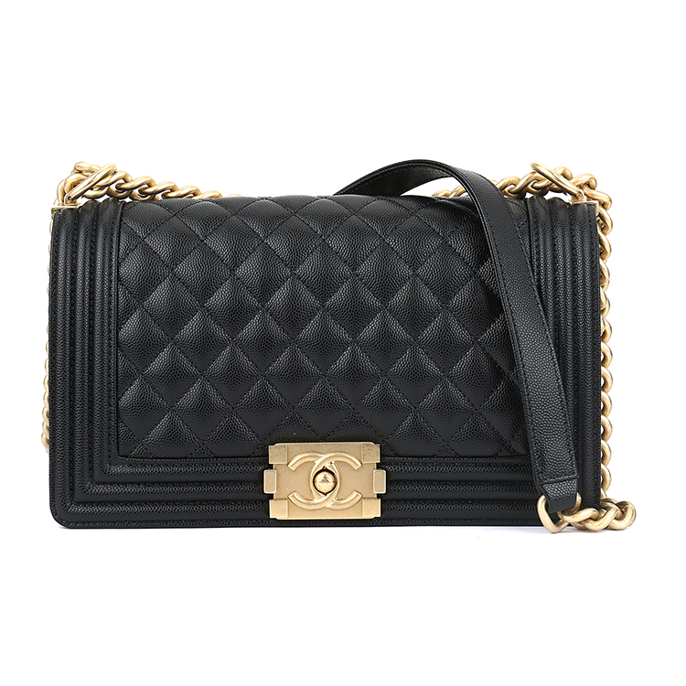 chanel(香奈儿) #黑色皮质金链单肩包 leboy 新款