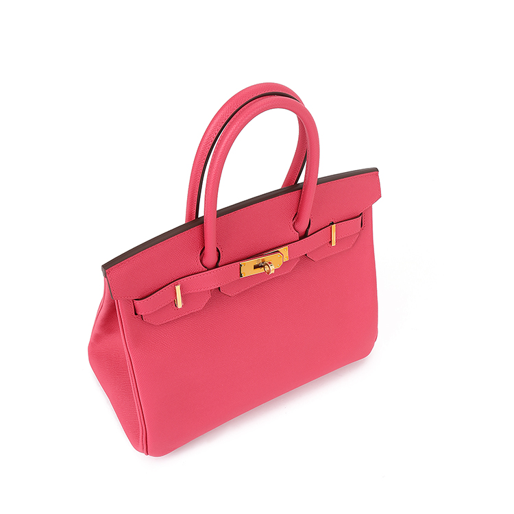 hermes(爱马仕) 经典款birkin 30系列粉色皮质金色扣手提包