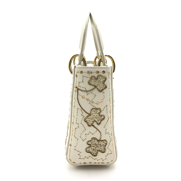 dior(迪奥) 白色皮质刺绣限量款两用包