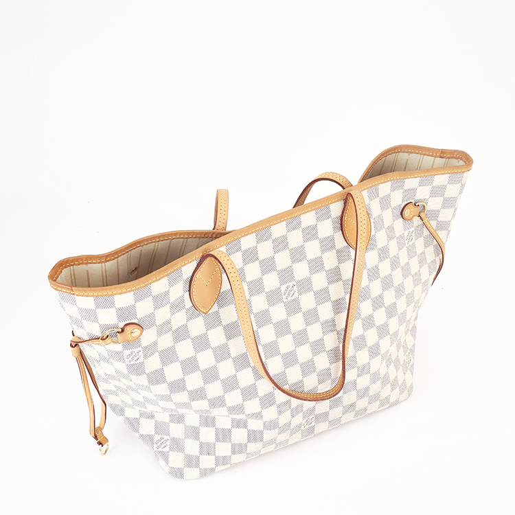 louis vuitton(路易威登) #neverfull女士白色棋盘格帆布手提包