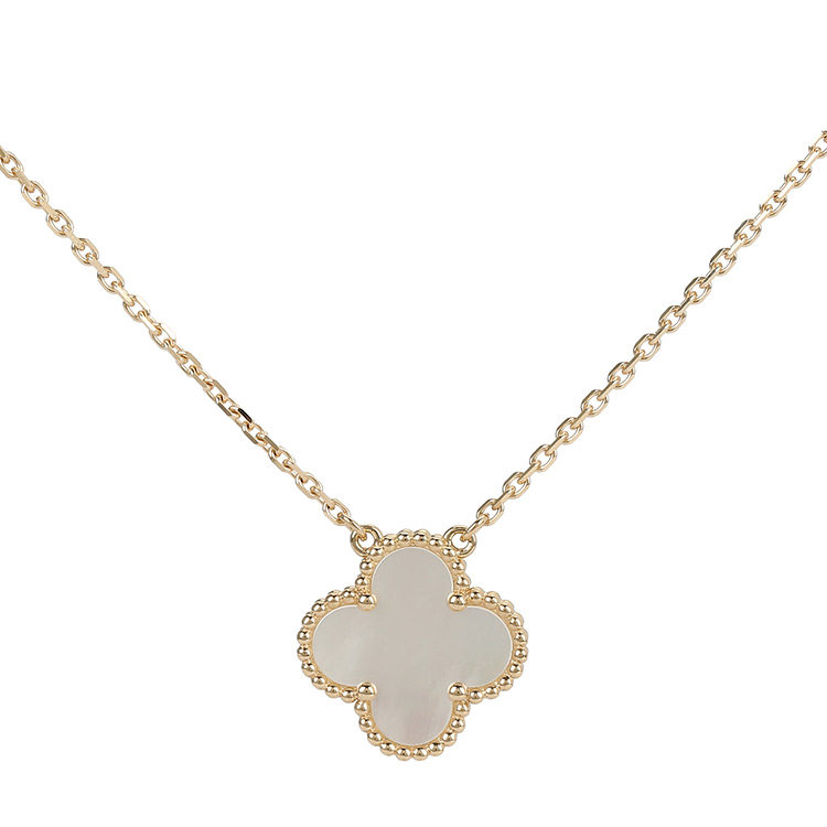 cleef & arpels(梵克雅宝) vintage alhambra系列18k金白贝母四叶草